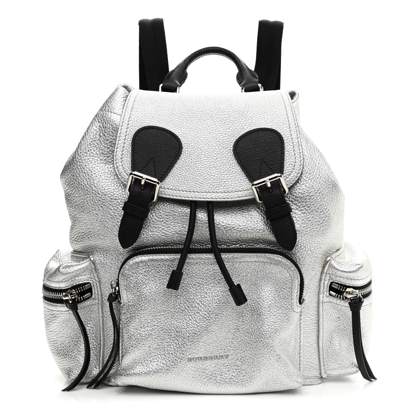 Metallic Deerskin Medium Rucksack Backpack Silver