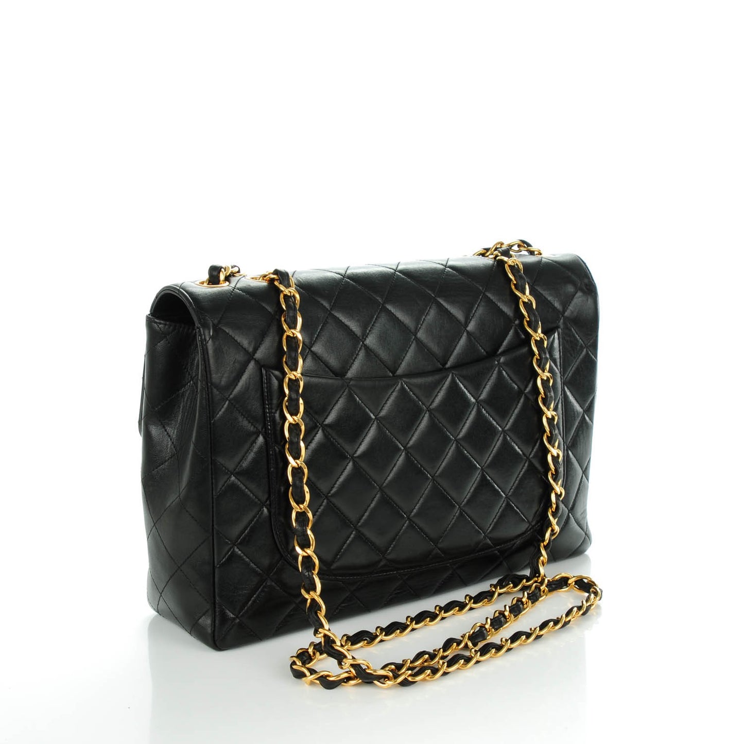Lambskin Quilted Jumbo Flap Black