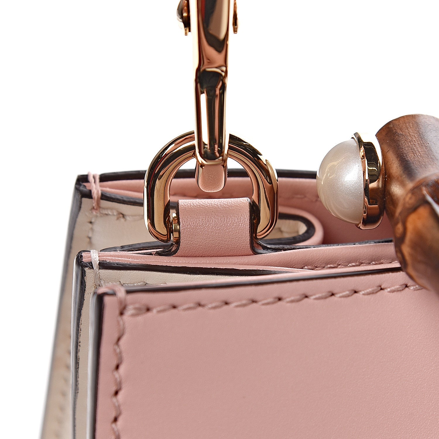 Gucci Nappa Bamboo Web Mini Nymphaea Top Handle Bag Perfect Pink Mystic White 12 of 16