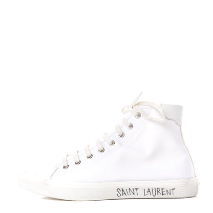 Saint Laurent Canvas Womens Malibu High Top Sneakers 38 Optic White 1 of 11