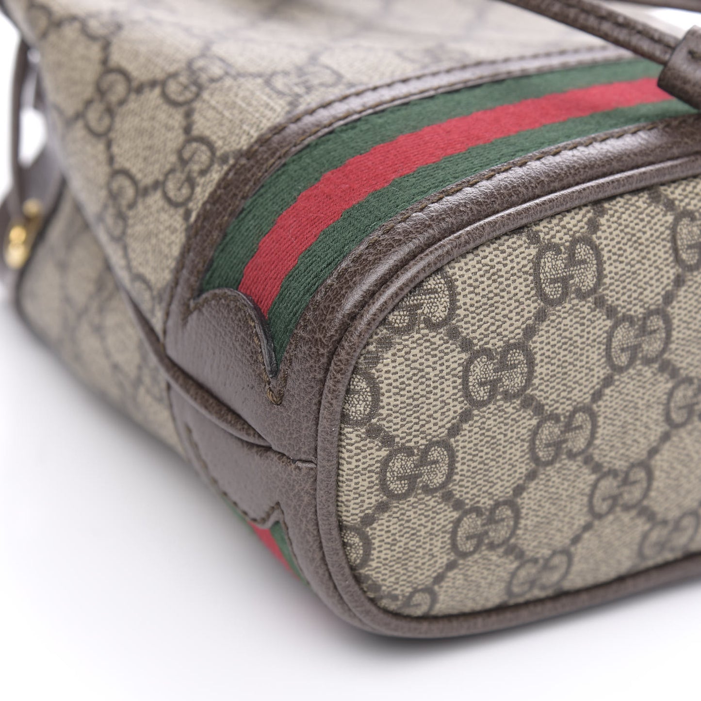 GG Supreme Monogram Web Mini Ophidia Bucket Bag Brown