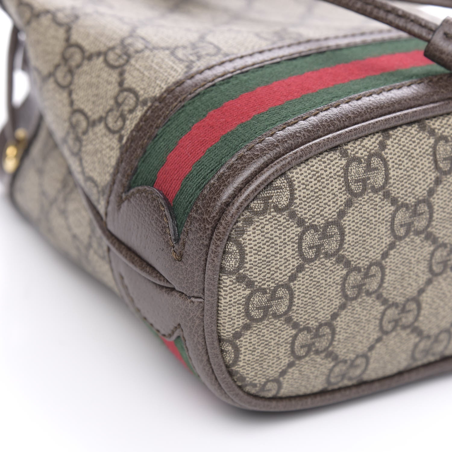 Gucci GG Supreme Monogram Web Mini Ophidia Bucket Bag Brown 8 of 10