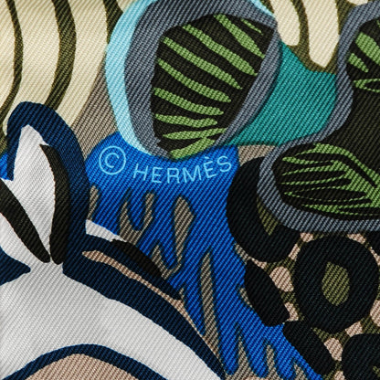 Hermes Silk Under The Waves Scarf 90 Bleu Lagon Beige Vert 3 of 6