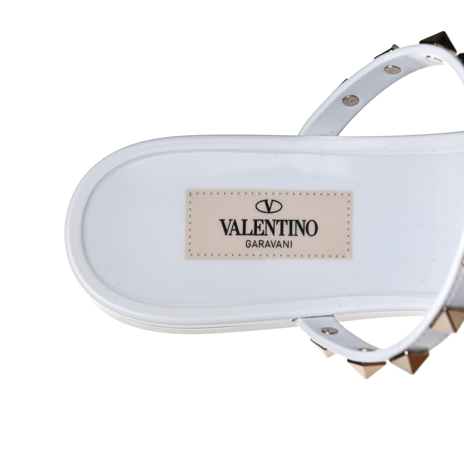 Valentino Garavani PVC Jelly Rockstud Caged Flat Thong Sandals 38 Optic White 10 of 10