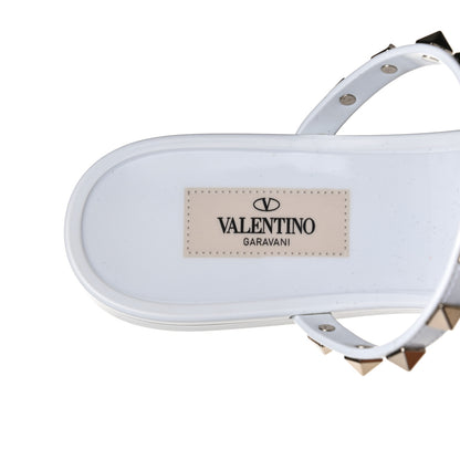 Valentino Garavani PVC Jelly Rockstud Caged Flat Thong Sandals 38 Optic White 10 of 10