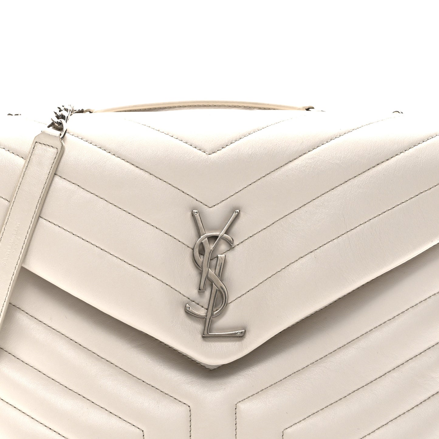 Calfskin Y Quilted Monogram Medium Loulou Chain Satchel Crema Soft