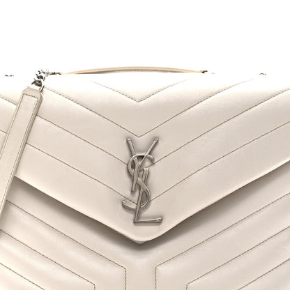 Saint Laurent Calfskin Y Quilted Monogram Medium Loulou Chain Satchel Crema Soft 8 of 11