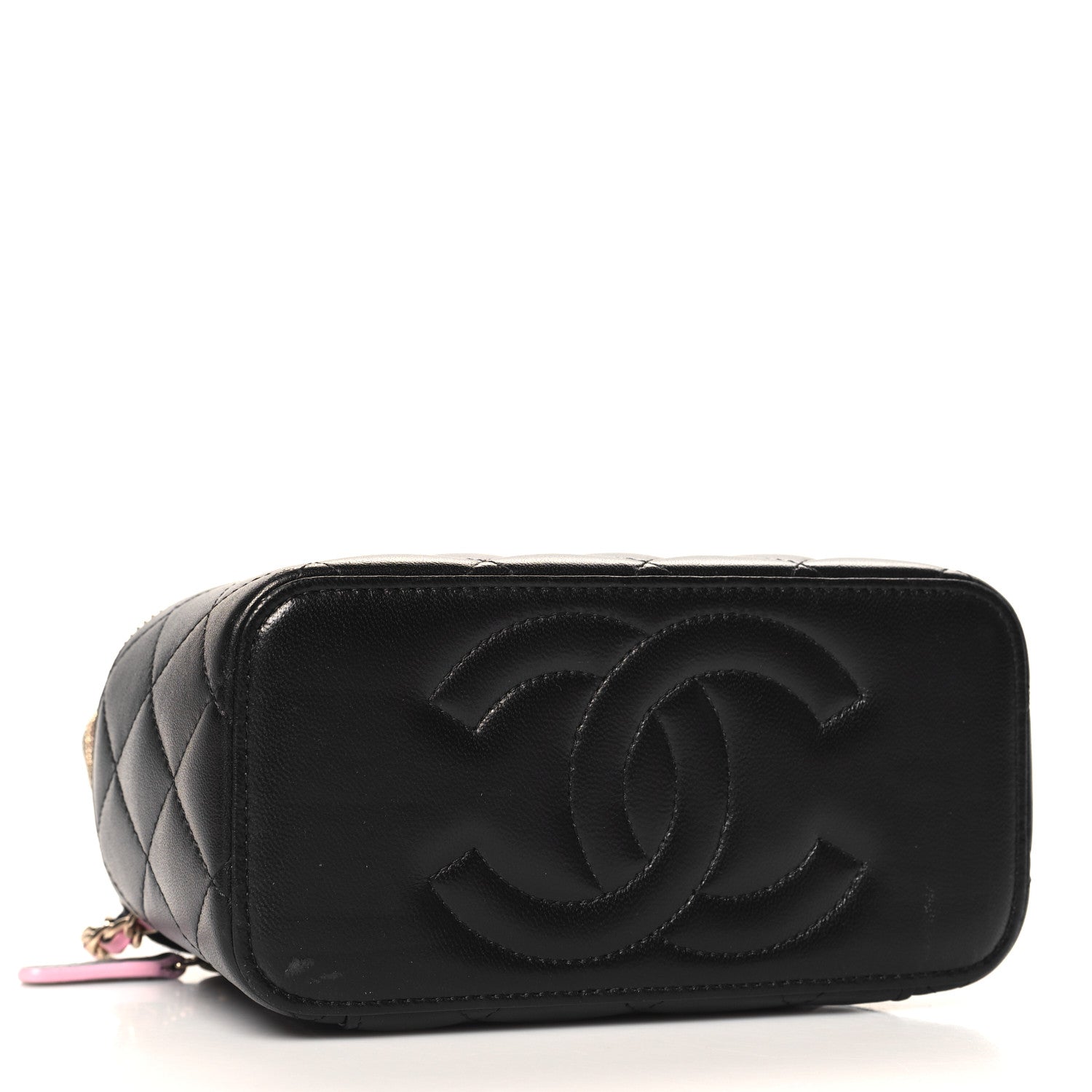 Chanel Lambskin Quilted Small Top Handle Vanity Case With Chain Black Lilac 4 of 11