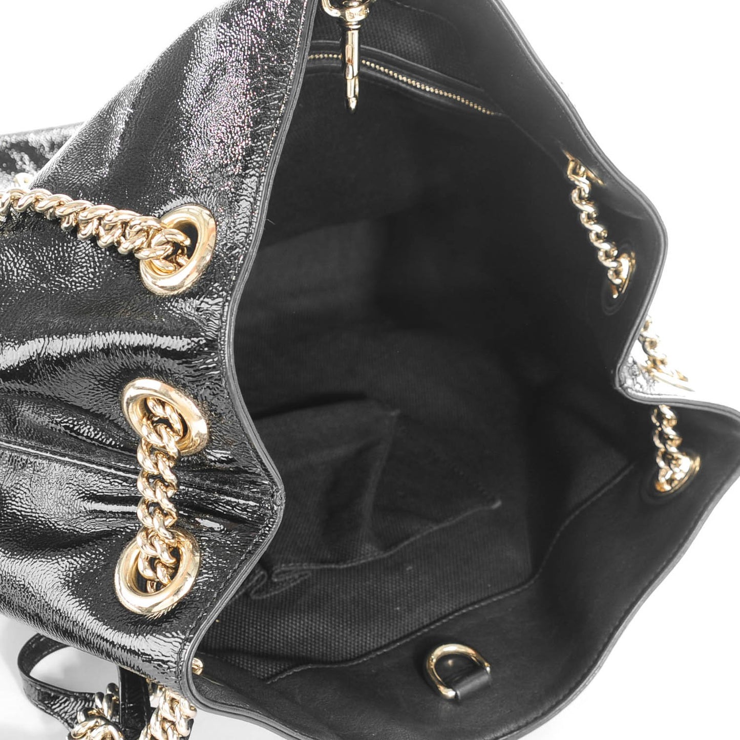 Patent Medium Soho Chain Shoulder Bag Black