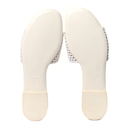 Chanel Crochet CC Mules Sandals 38 White 5 of 10