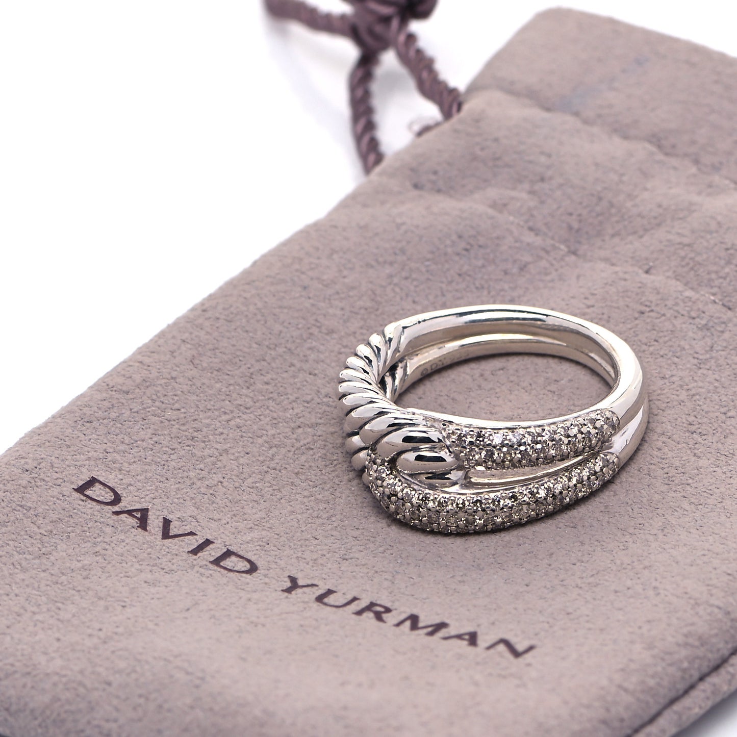 Sterling Silver Pave Diamond Single Loop Labyrinth Ring 54 7