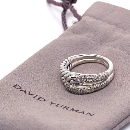 David Yurman Sterling Silver Pave Diamond Single Loop Labyrinth Ring 54 7 5 of 5