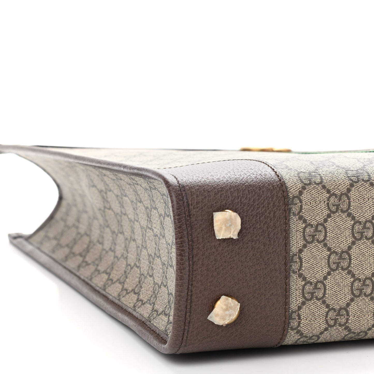 GG Supreme Monogram Textured Calfskin Web Medium Ophidia Slip Handle Tote Beige Ebony New Acero