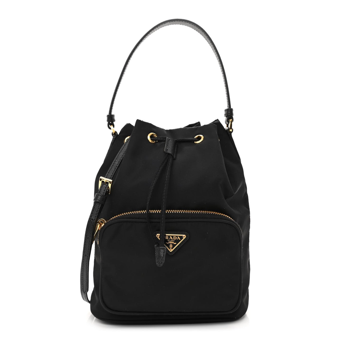 Re-Nylon Duet Drawstring Shoulder Bag Black