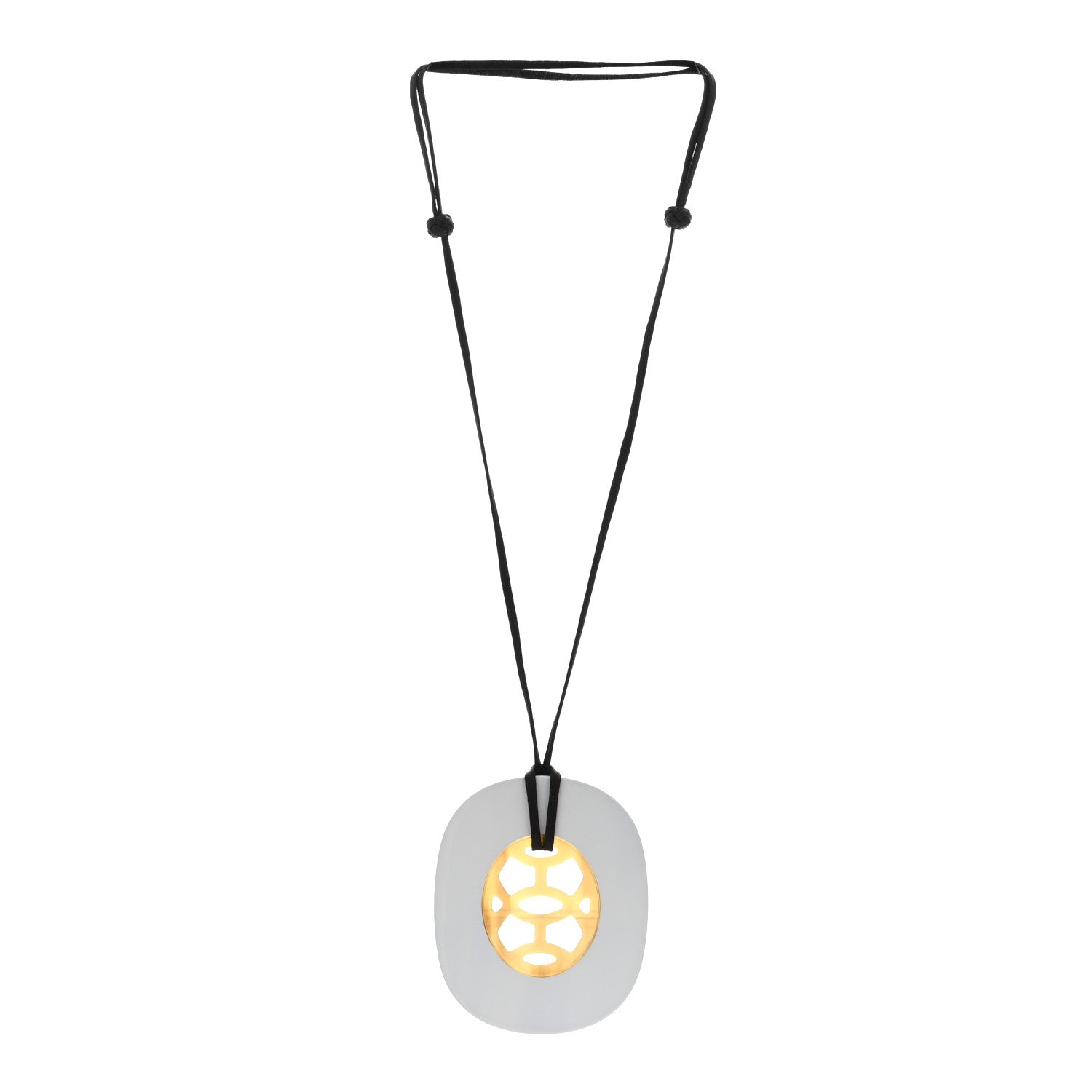 Hermes Buffalo Horn Lacquer Lift Necklace PM Pannacotta 3 of 4