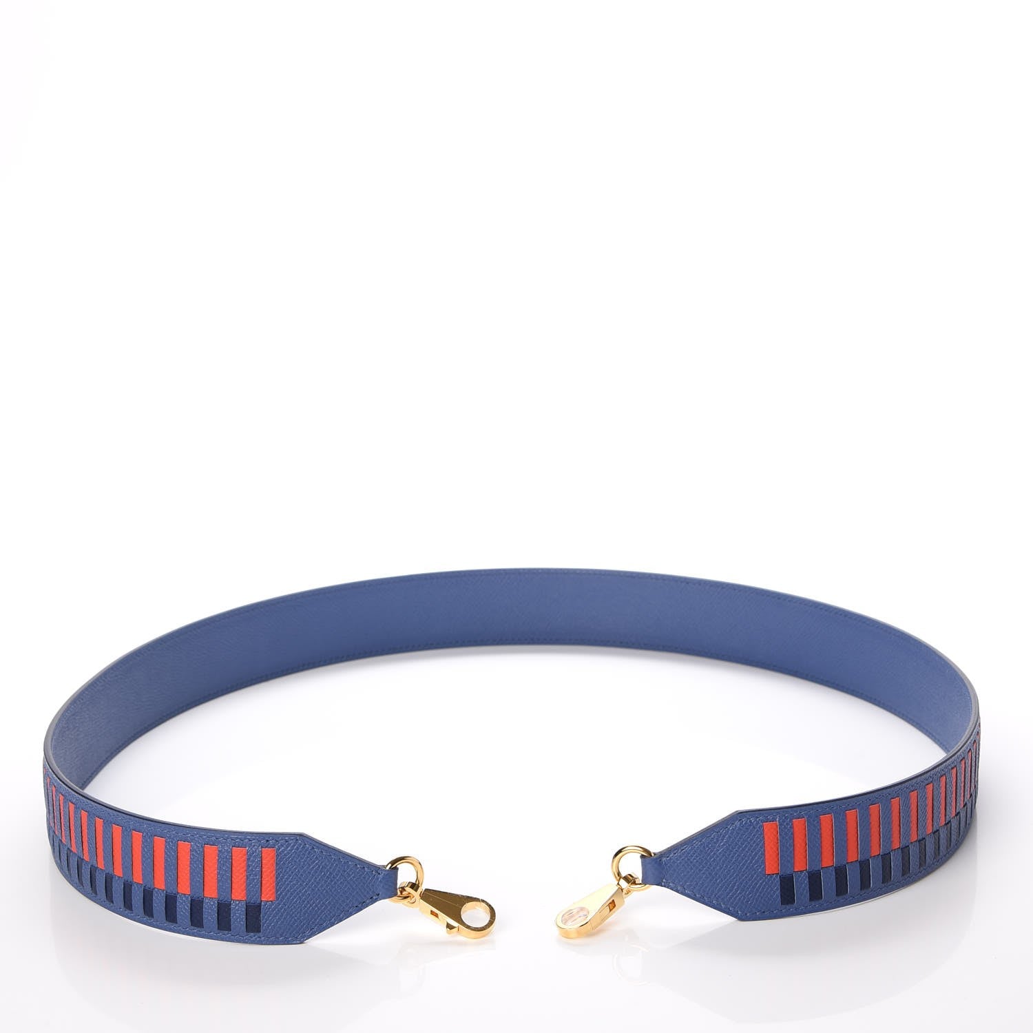Hermes Epsom 40mm Tressage Shoulder Strap Bleu Brighton Capucine Bleu Saphir 3 of 6