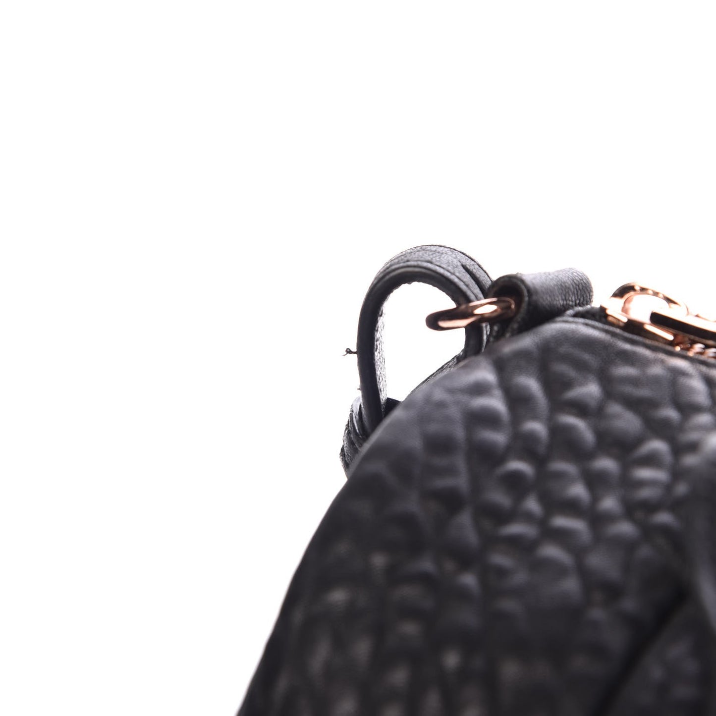Pebbled Lambskin Rocco Black Nickel Rose Gold Hardware