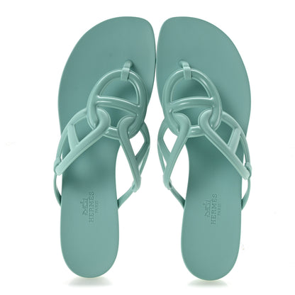 Hermes Rubber Womens Egerie Sandals 41 Vert Embrun 2 of 9