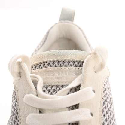 Hermes Air Mesh Suede Goatskin Bouncing Sneakers  38 Gris Lulea White 10 of 14
