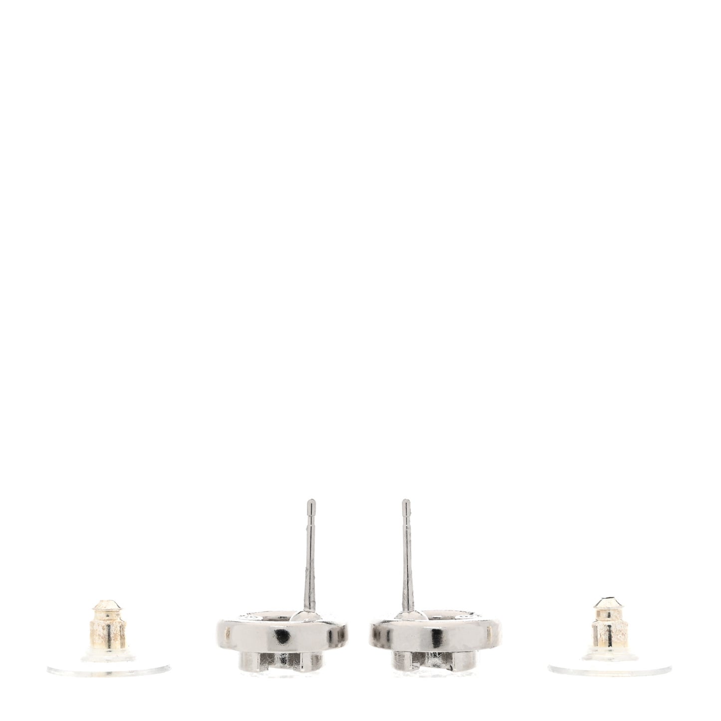 Crystal CC Round Earrings Silver