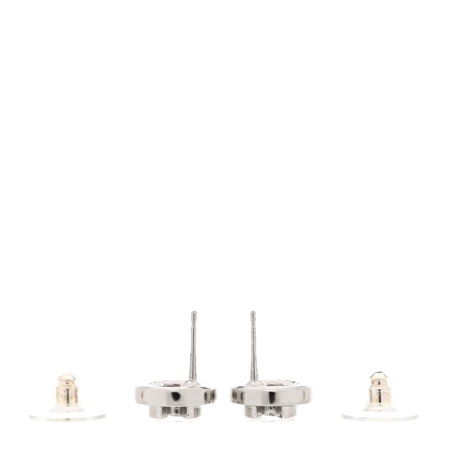 Chanel Crystal CC Round Earrings Silver 3 of 5