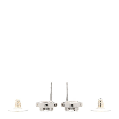 Chanel Crystal CC Round Earrings Silver 3 of 5