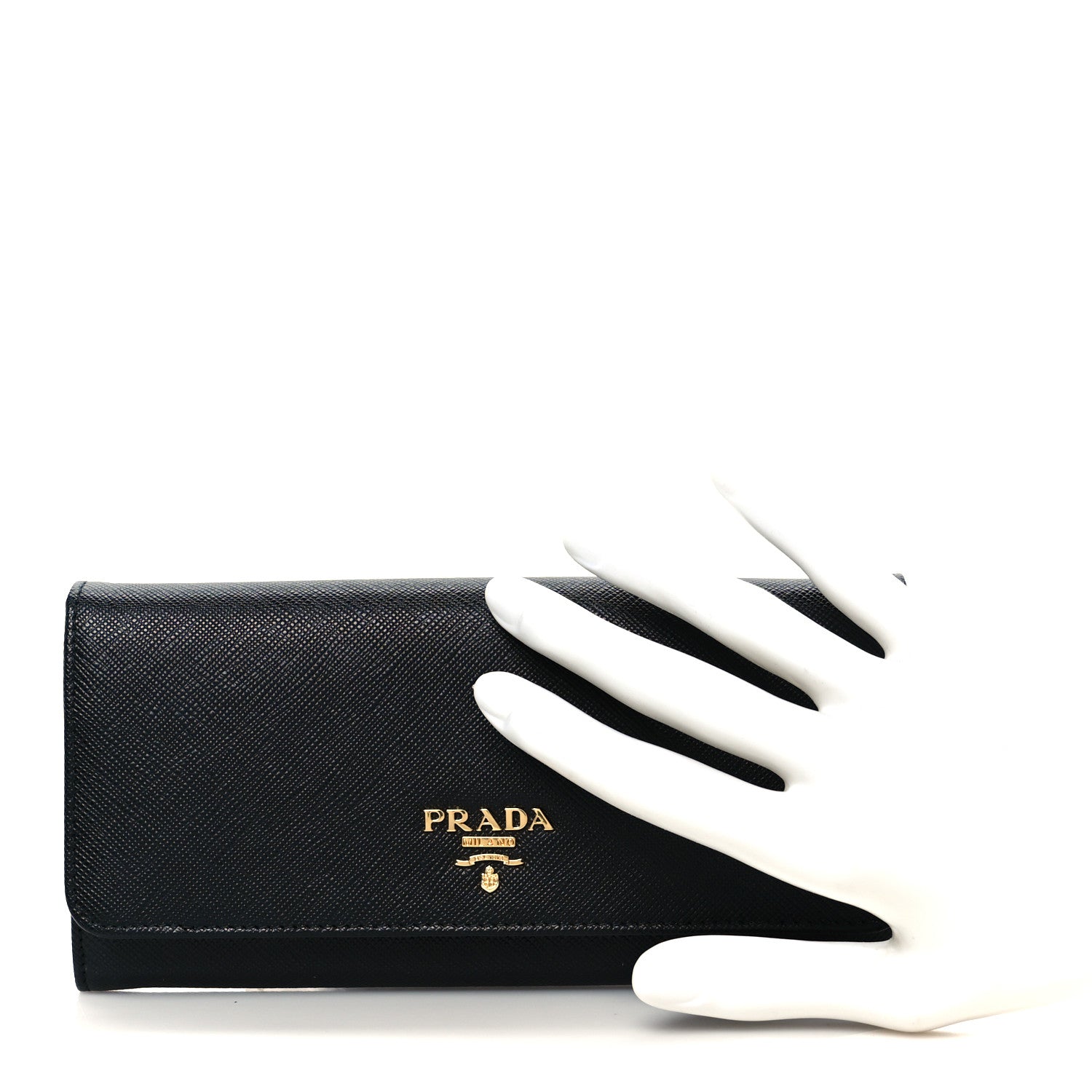 Prada Saffiano Metal Continental Flap Wallet Black 4 of 18