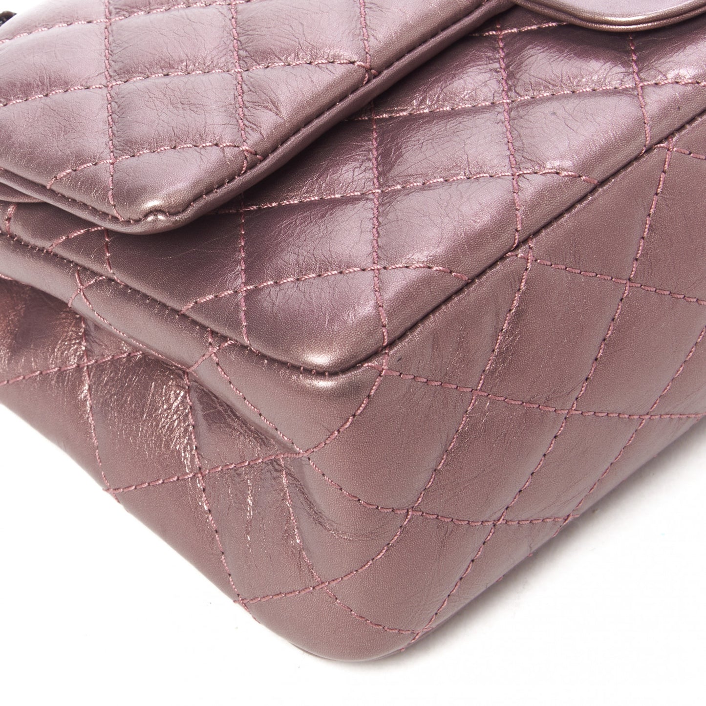 Metallic Aged Calfskin Quilted 2.55 Reissue 225 Flap Rose Fonce