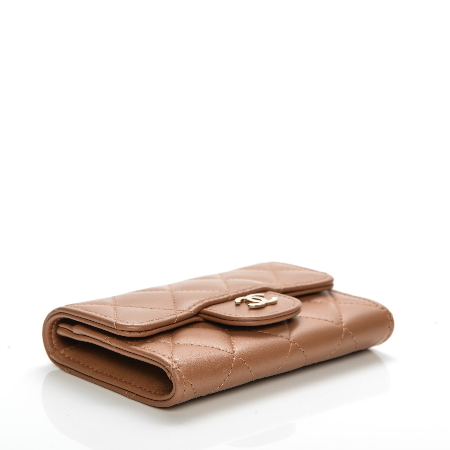 Chanel Lambskin Quilted Flap Card Holder Beige 4 of 8