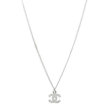 Chanel Crystal Timeless CC Necklace Silver 1 of 6