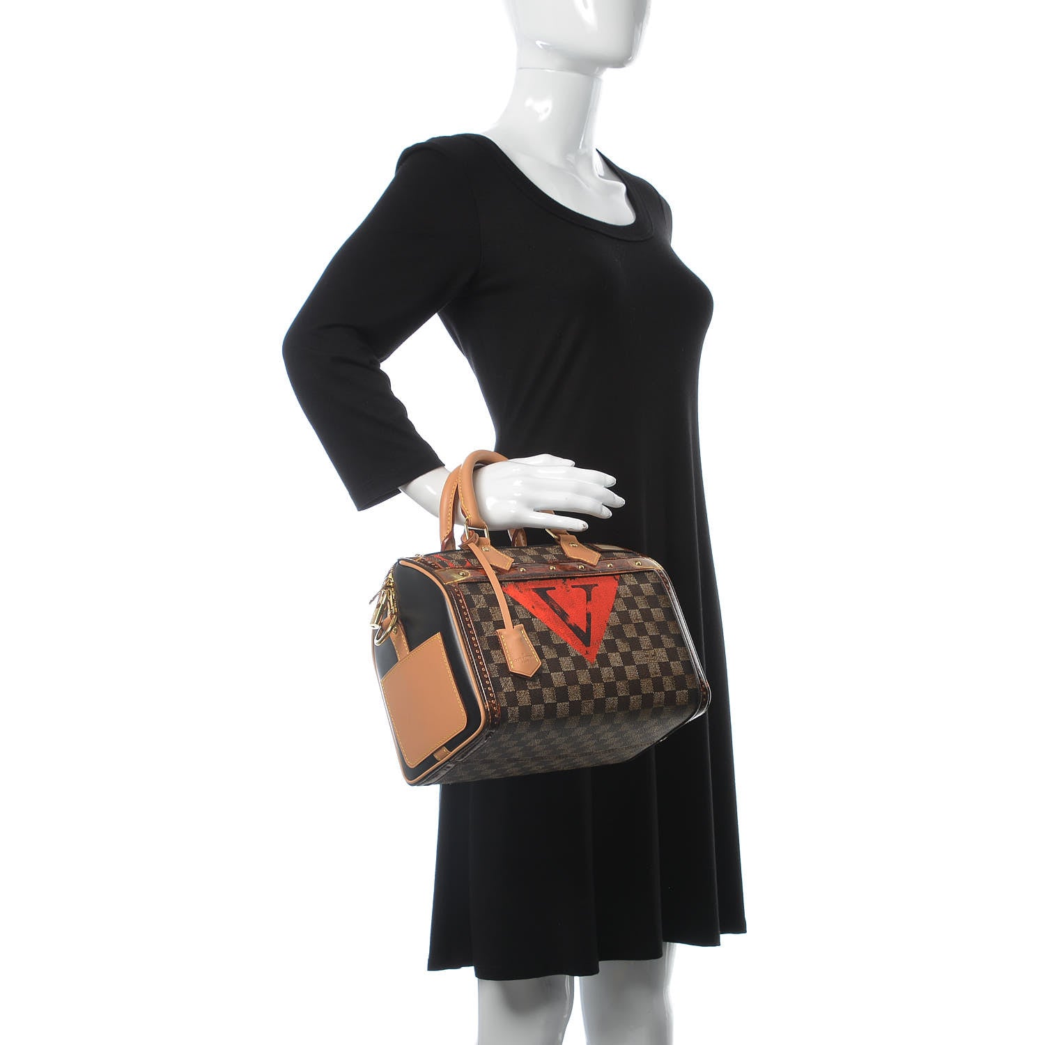 Louis Vuitton Transformed Damier Ebene Time Trunk Speedy Bandouliere 25 Black 2 of 10