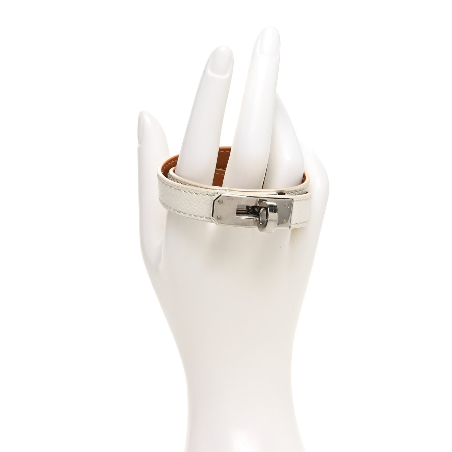 Epsom Kelly Double Tour Bracelet S White