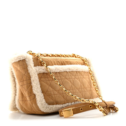 Christian Dior Shearling Cannage Large Caro Bag Camel 3 of 11