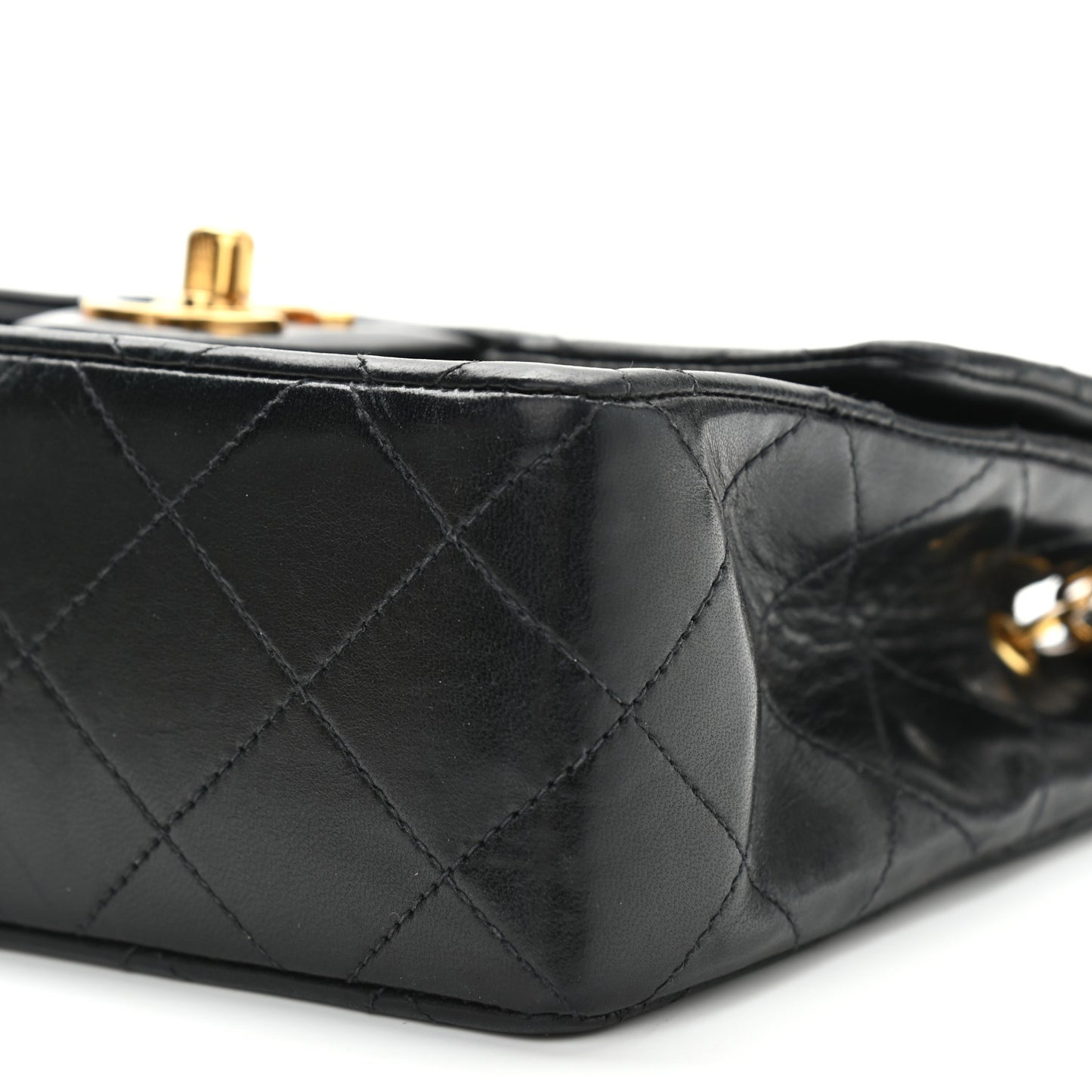 Lambskin Quilted Mini Square Flap Bag Black