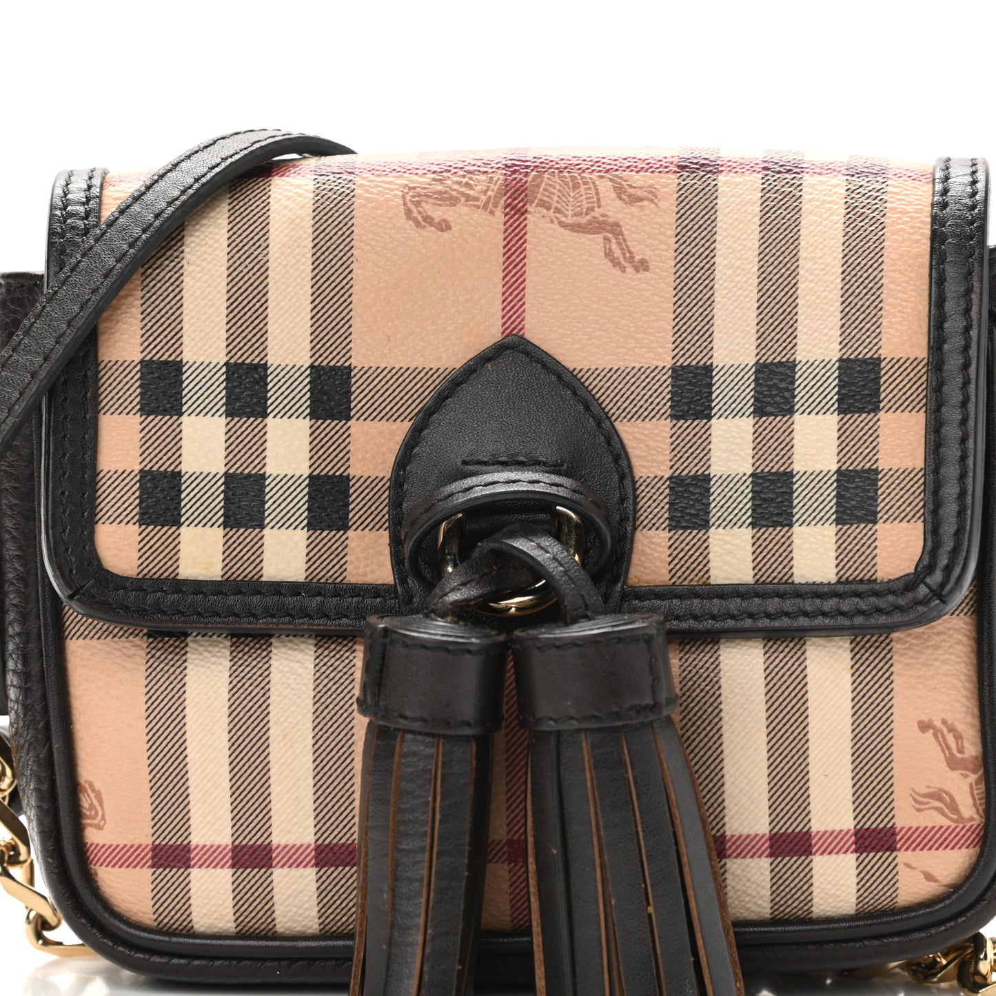 Haymarket Check Mini Tassel Crossbody Bag Chocolate