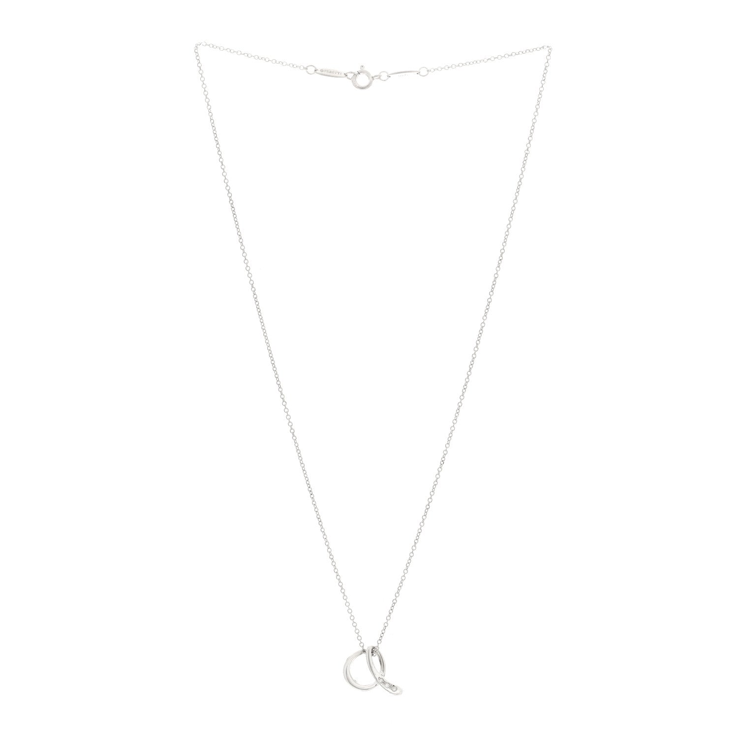 Tiffany Sterling Silver Diamond Elsa Peretti Letter A Pendant Necklace 3 of 4