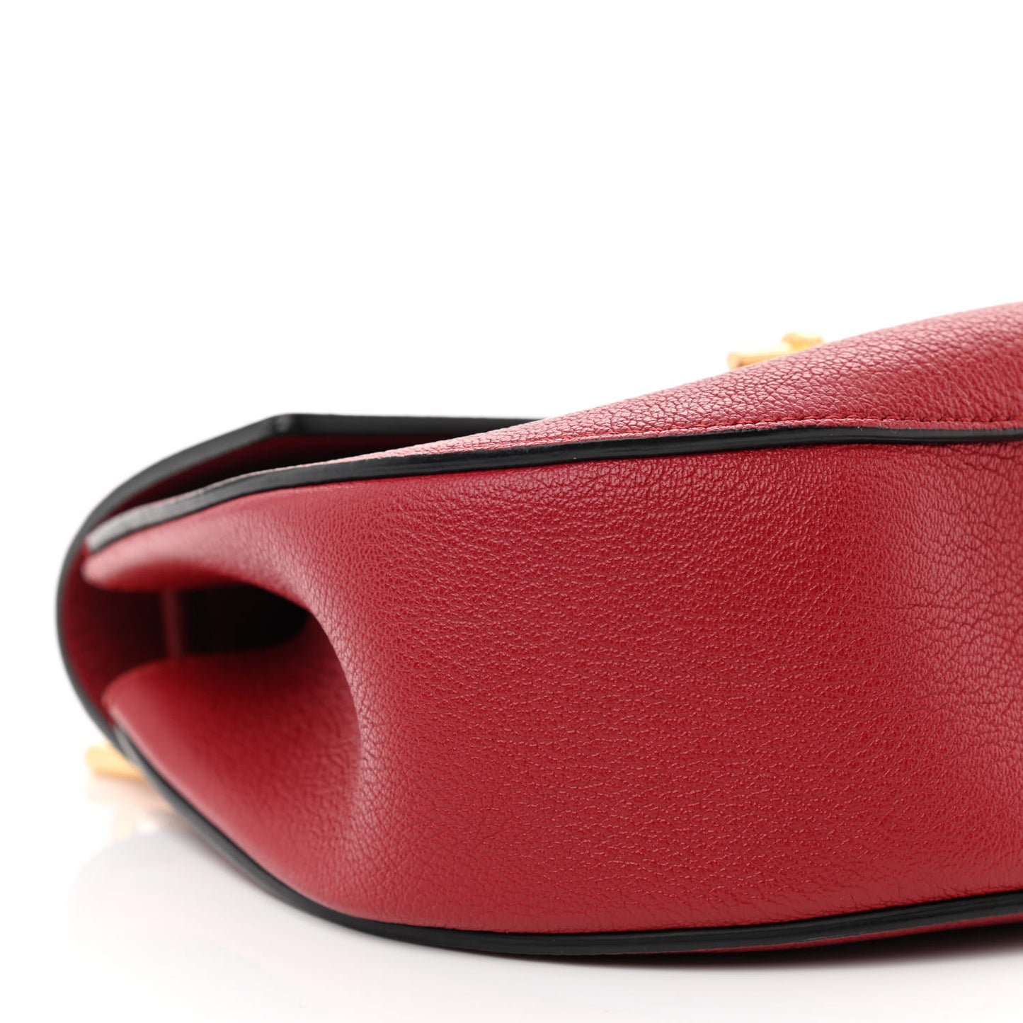 Grained Calfskin Lambskin Drew Shoulder Bag Red