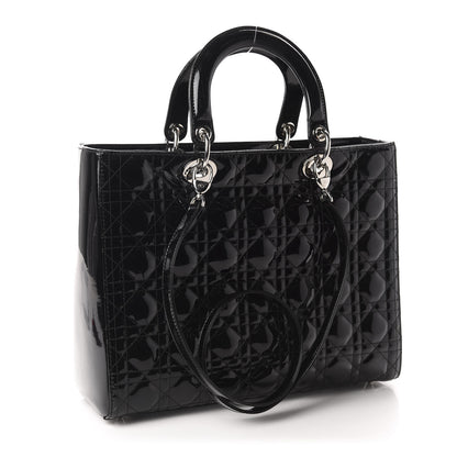 Christian Dior Patent Cannage Large Lady Dior Black 3 of 11