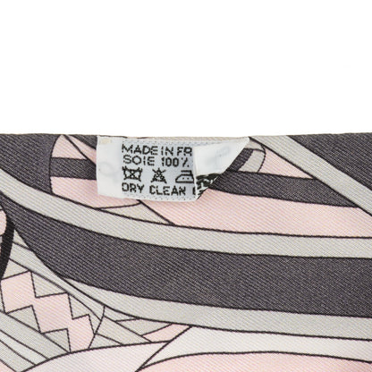 Hermes Silk Les Flots Du Cheval Twilly Gris Rose Pale Black 4 of 5