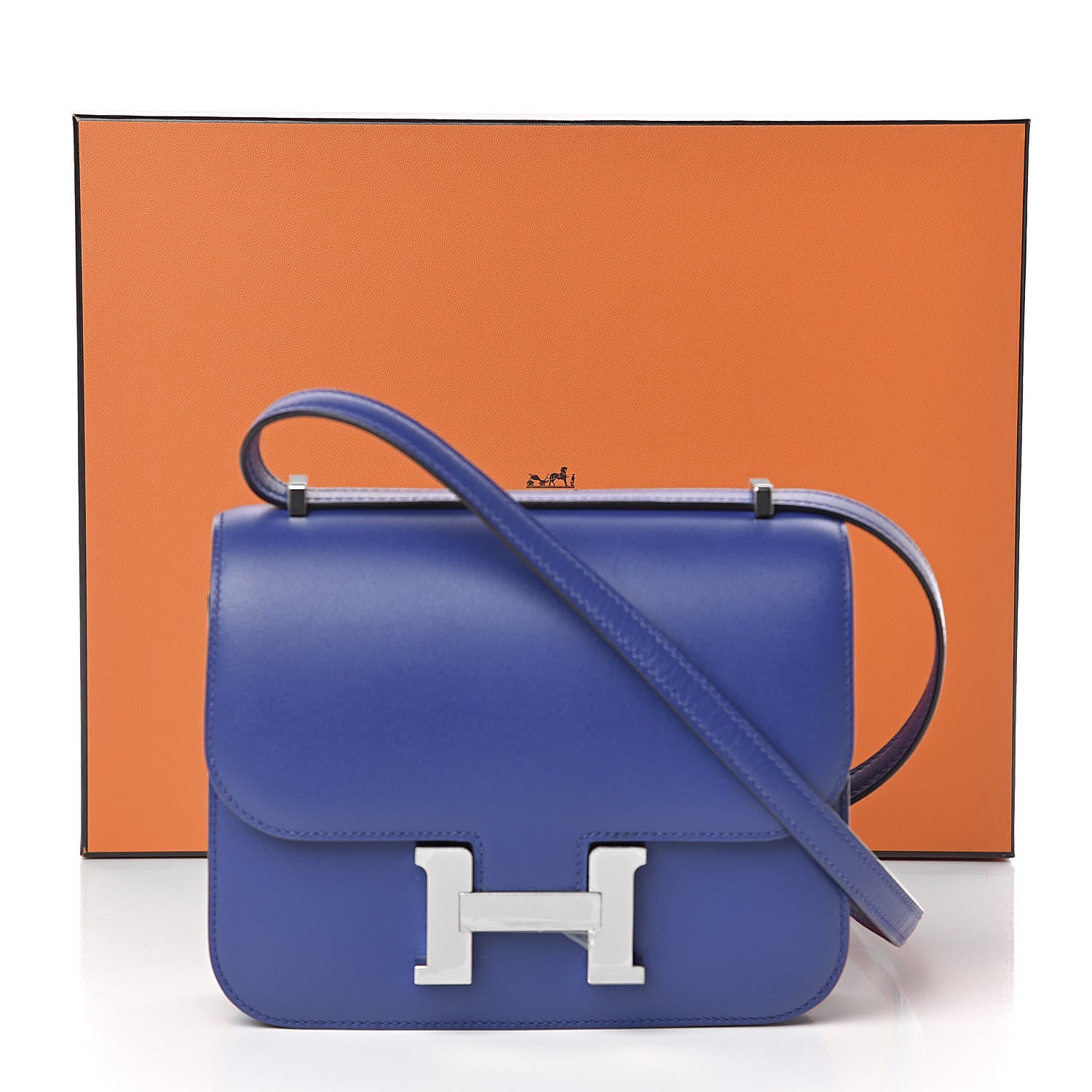 Hermes Tadelakt Constance 18 Bleu Electrique 23 of 23