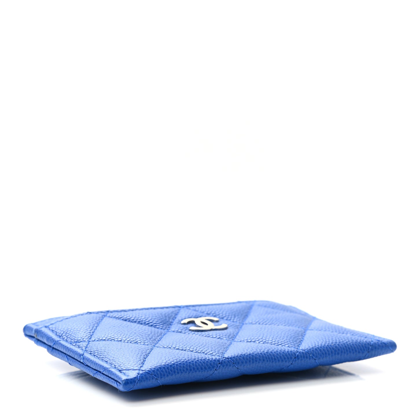 Caviar Quilted Card Holder Blue
