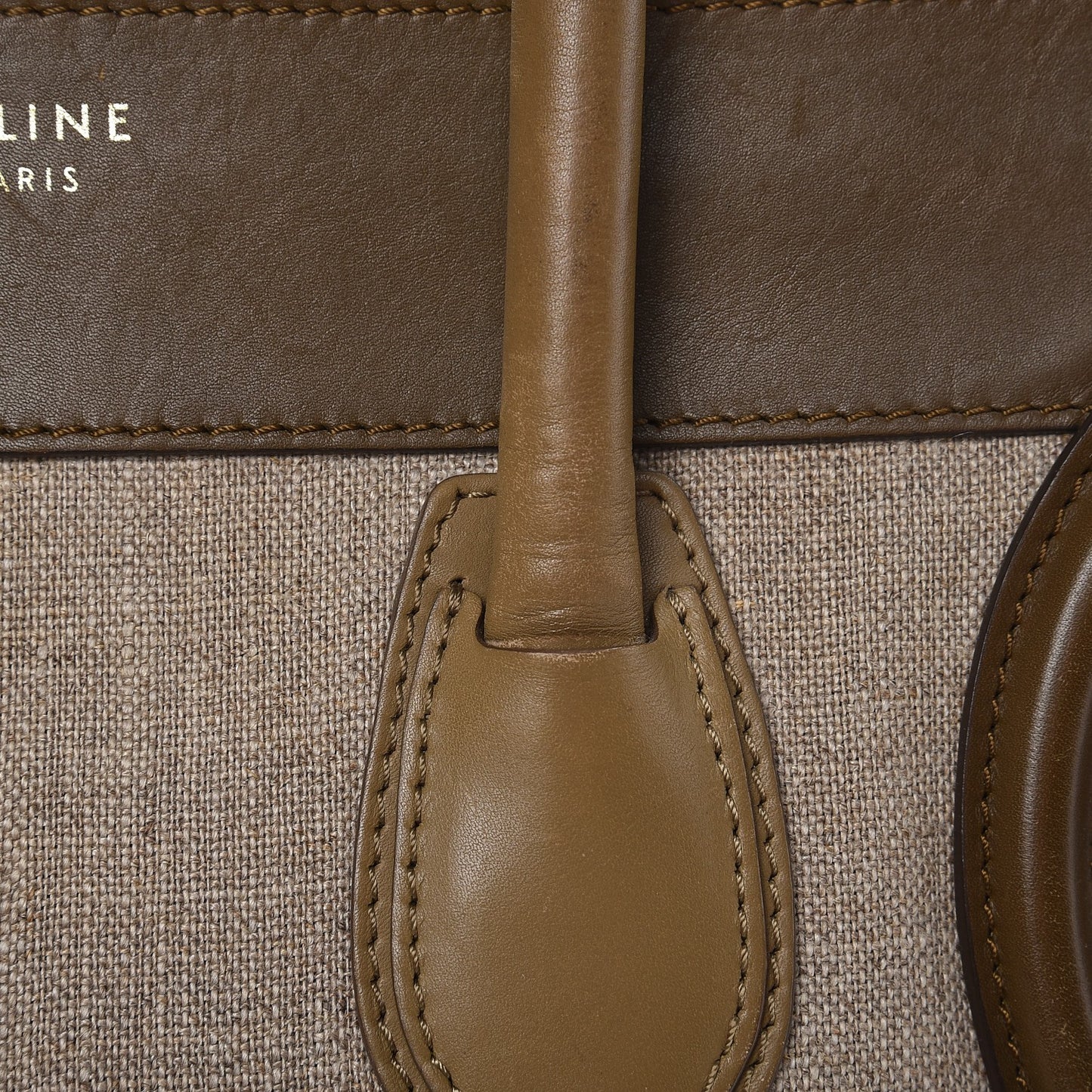 Calfskin Linen Mini Tri-Color Luggage Khaki