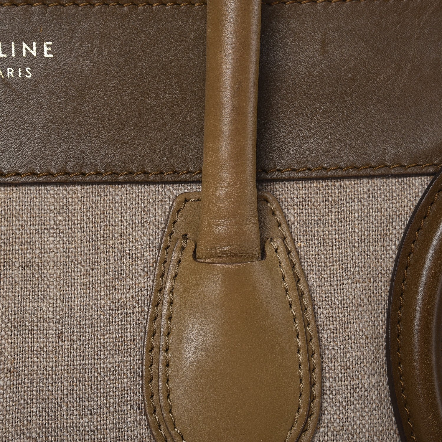 Celine Calfskin Linen Mini Tri-Color Luggage Khaki 19 of 22
