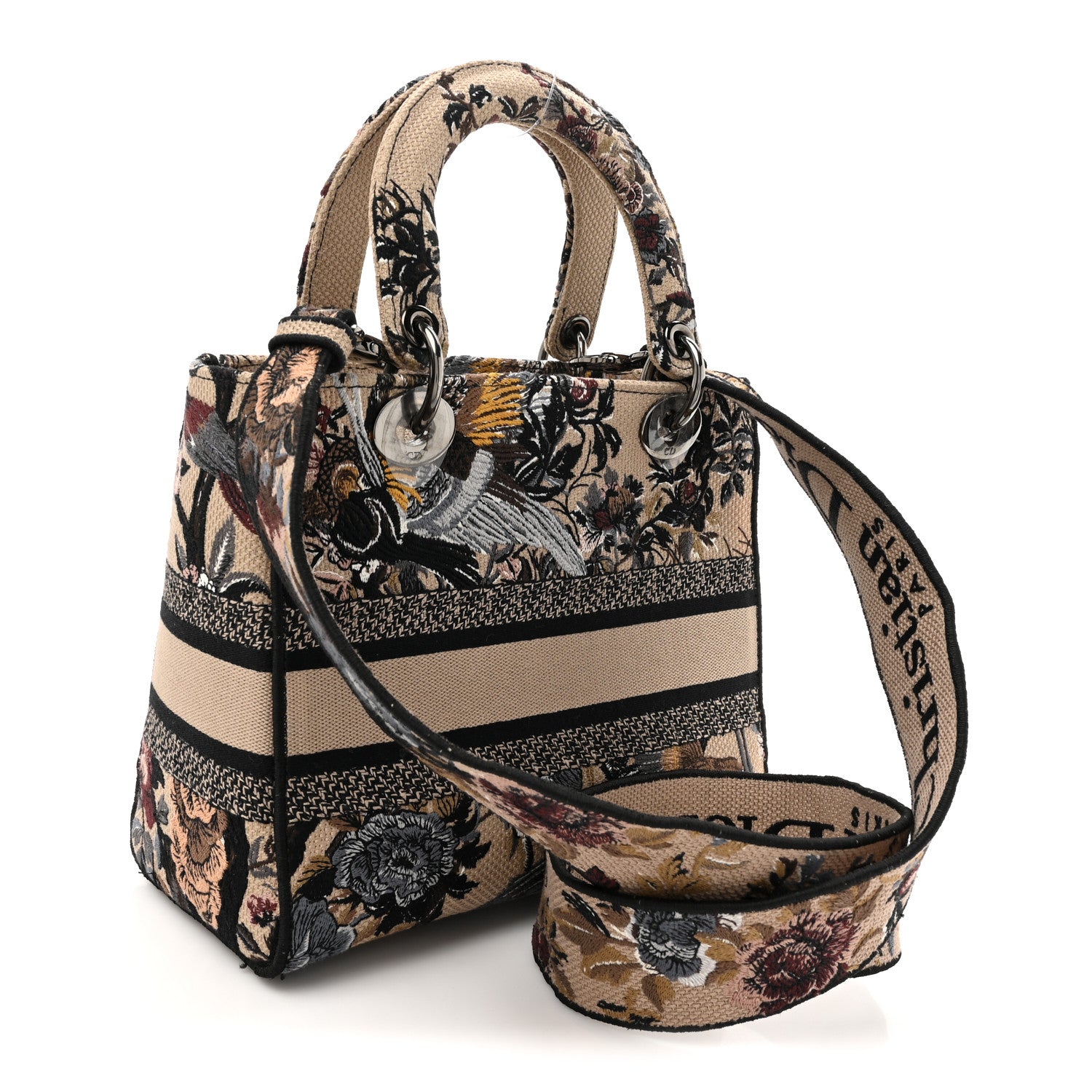 Christian Dior Canvas Embroidered Jardin D'Hiver Medium Lady D-Lite Beige Multicolor 3 of 11