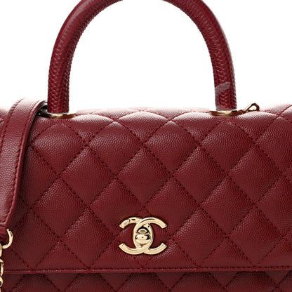 Chanel Caviar Lizard Embossed Quilted Mini Coco Handle Flap Burgundy 8 of 10