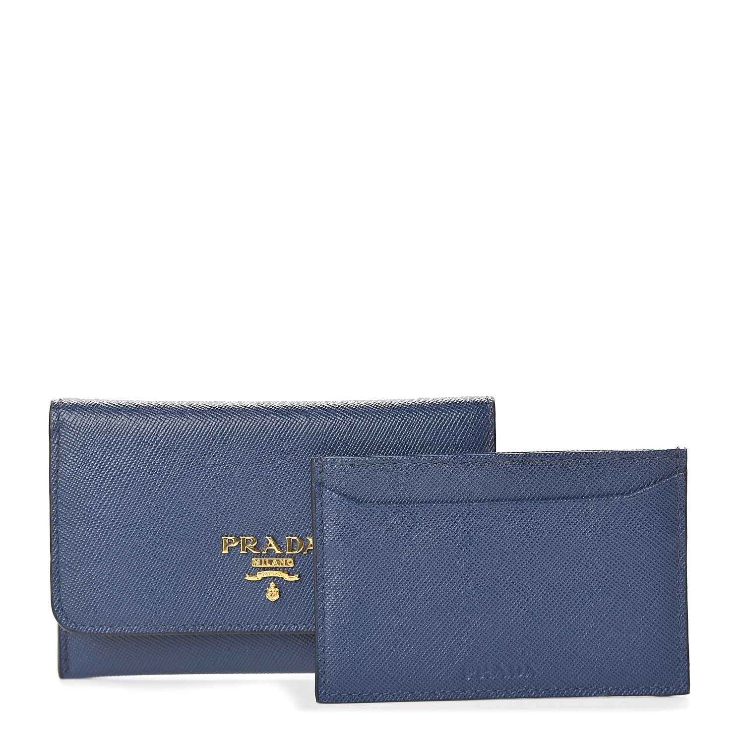 Prada Saffiano Metal Flap Wallet Bleuette 1 of 7