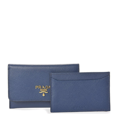 Prada Saffiano Metal Flap Wallet Bleuette 1 of 7