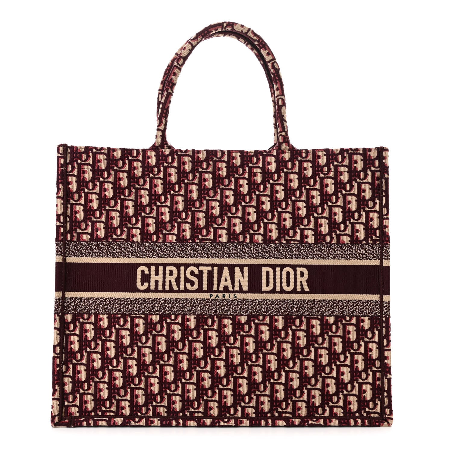 Christian Dior Oblique Large Book Tote Burgundy Multicolor 1 of 10