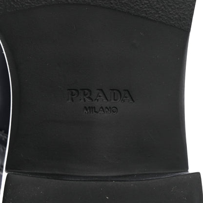 Prada Spazzolato Re-Nylon Metal Triangle Logo Womens 50mm Combat Boots 39 Bleu 8 of 9