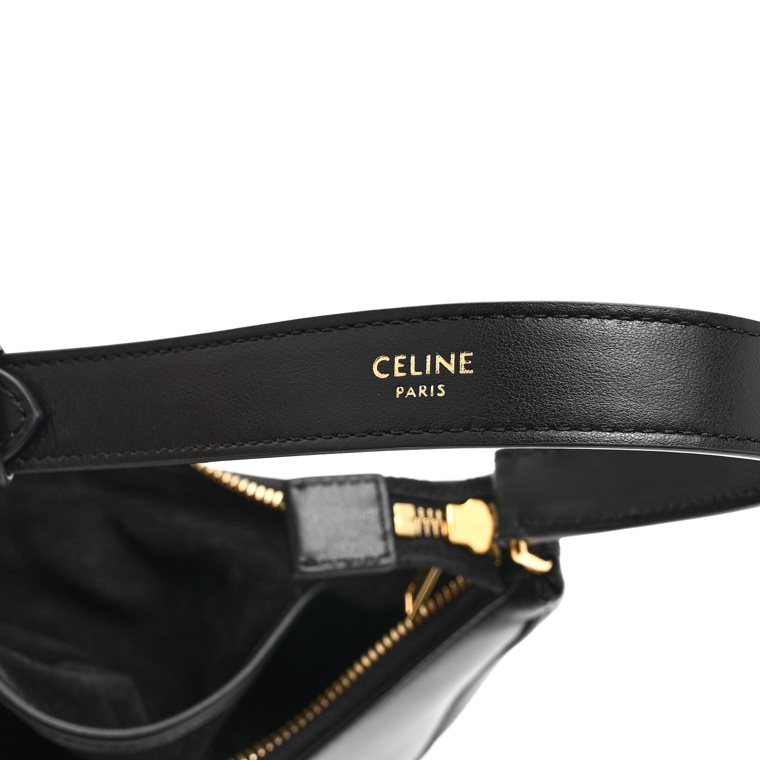 Celine Smooth Calfskin Medium Strap Ava Triomphe Shoulder Bag Black 6 of 10